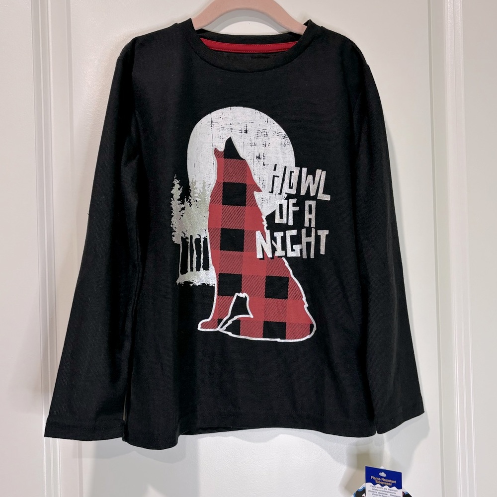 Sleep On It Howl of a Night Wolf Boys Pajama Top Size 6/7 NWT